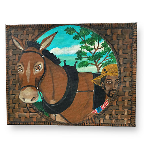 Richard E Roebuck 14x11 Man w/Mule on Canvas WP4339